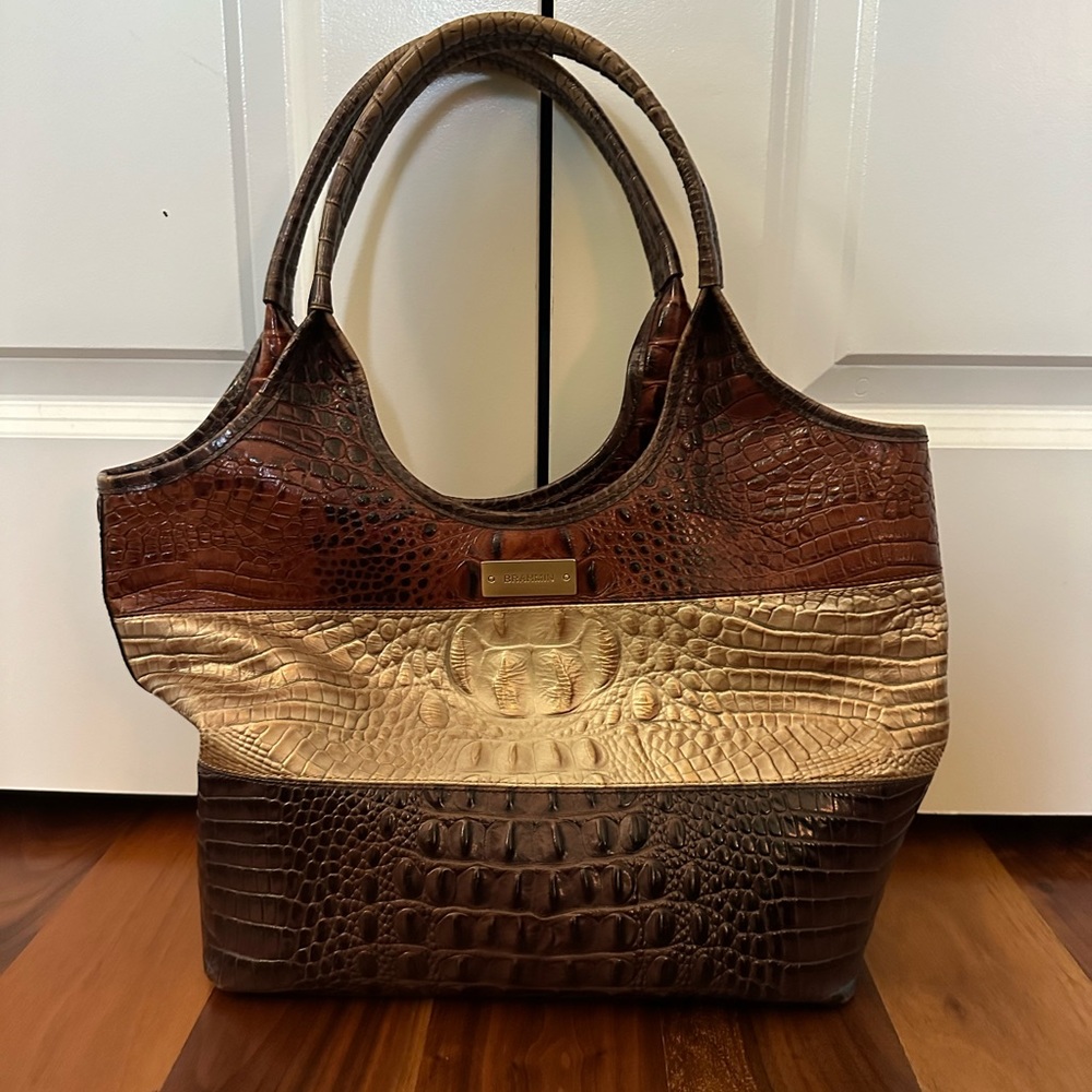 Brahmin tri color Melbourne leather handbag